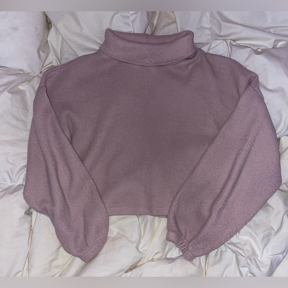 Forever 21 Pink Turtle Neck Cropped Long Sleeves